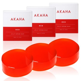 AKAHA Jelly Serum Soap, For Face Cleansing, Sensitive Skin, Dry Skin, Moisturizing, Dullness, Pores, Rough Skin, Aging Care, Astaxanthin, Additive-Free, Natural Ingredients, Serum Soap (Set of 3)