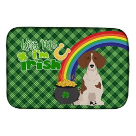 Caroline's Treasures WDK4811DDM Red Piebald Dachshund St. Patrick's Day Dish Drying Mat Absorbent Dish Drying Mat Pad for Kitchen Counter Dish Drainer Mat for Countertop, 14 x 21", Multicolor