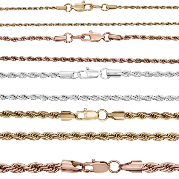 HarlemBling Rope Chain - Yellow Gold Rose Gold & Silver