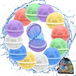 Wiederverwendbare Wasserbomben,12 Stück Magnetisch Selbstverschließender, Schnell Befüllbarer Silikon-Wasserballon, Sommer-Outdoor-Spielzeug für Kinder und Erwachsene, für Pool, Strand, Garten, Party
