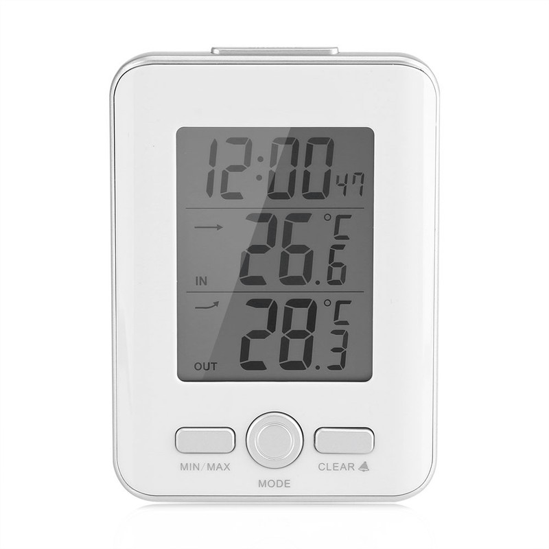 BALDR LCD Digital Thermometer Clock Indoor Outdoor Temp Display with