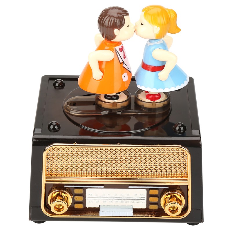 Retro Radio Shape with Lovely Dolls Storage Music Box Wedding