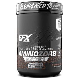 EFX Sports Aminozorb Elite 21 | PH-Correct, Full Spectrum Aminos + Glutamine | Essential & Non Essential Aminos | Zero Sugars | 30 Servings (Orange Splash)