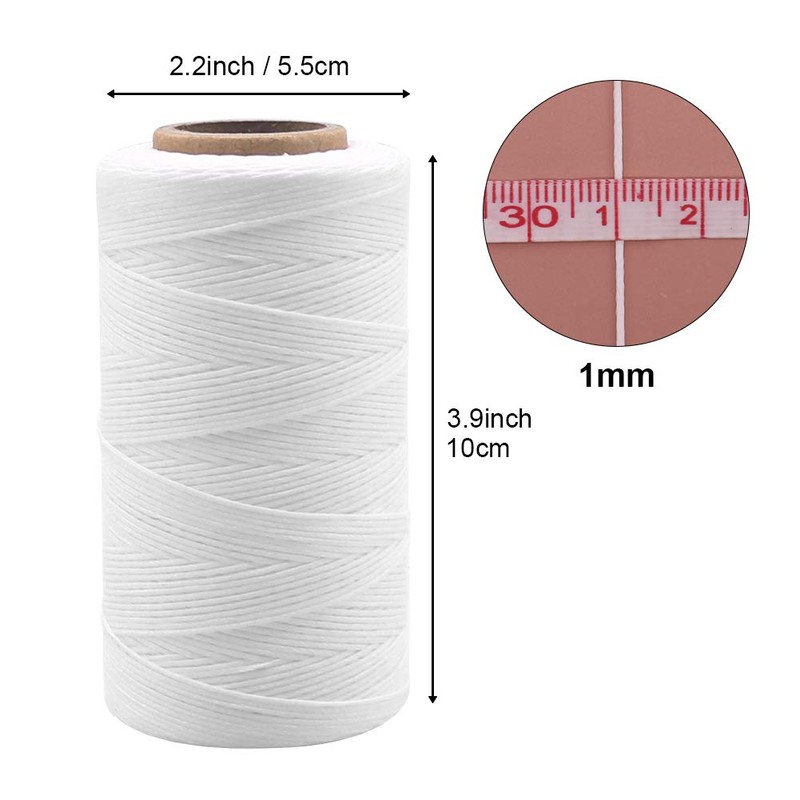 Vivifying 1mm Waxed Thread, 328 Yard White 150D Waxed Leather