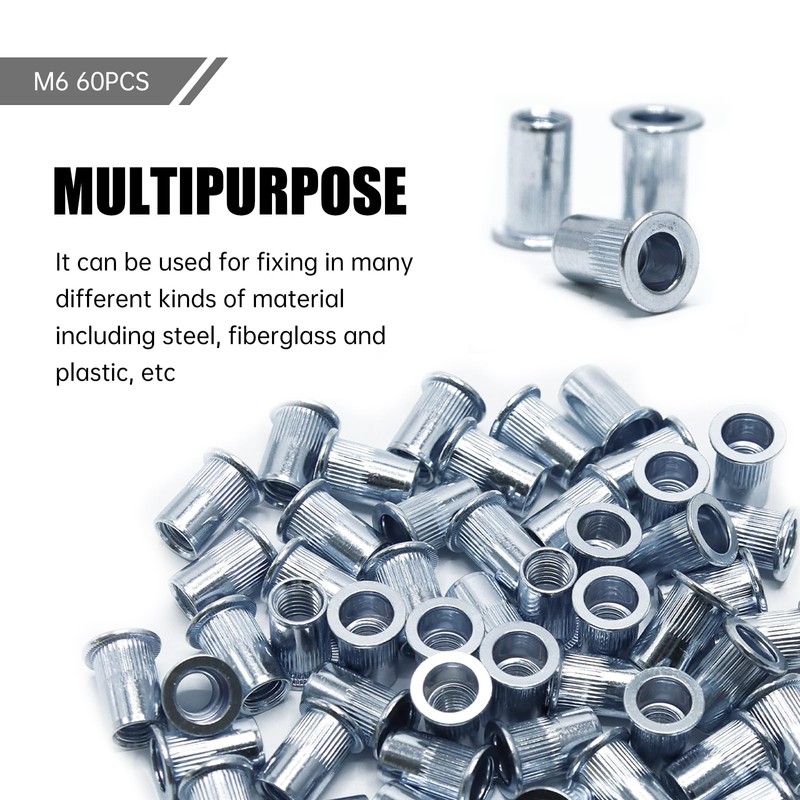 CCLIFE 60 pieces M6 rivet nuts and blind rivet nuts