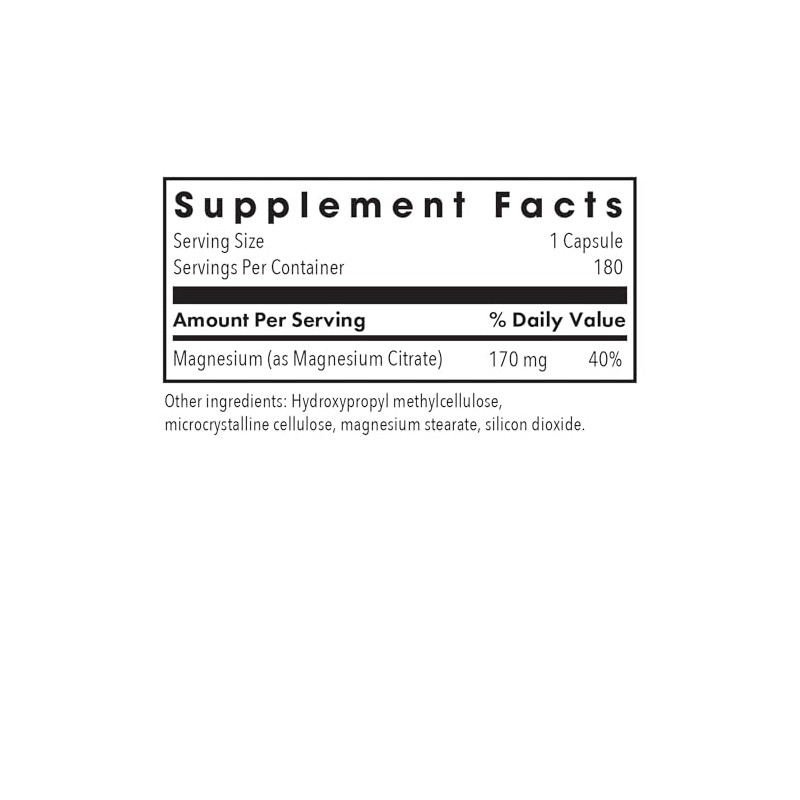 Allergy Research Group Citrato de magnesio, 170 mg, 180 cápsulas
