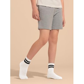 Haloumoning Boys Striped Crew Socks 6 Pairs Kids Cushioned Uniform Casual Athletic Soft Cotton Socks 4-15 Years