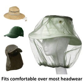 zalati Mosquito Net 2pcs Hat Mosquito Mesh Headwaer Face Protetor Cover for Outdoor Hiking Fishing Gardening - 1pcs Black & 1pcs Green