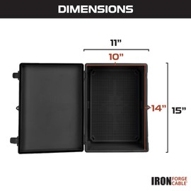 Iron Forge Cable Extra Large Outdoor Electrical Junction Box with Mounting Plate & Bracket - 15.6" x 11.6" x 6.4" inch Waterproof ABS Plastic Universal Durable Hinged Project Enclosure Black