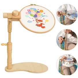 Embroidery Stand Holder - guofa Adjustable Embroidery Hoop Stand, Beech Wood Embroidery Hoop Holder for Cross Stitch, Needlework, Sewing Craft