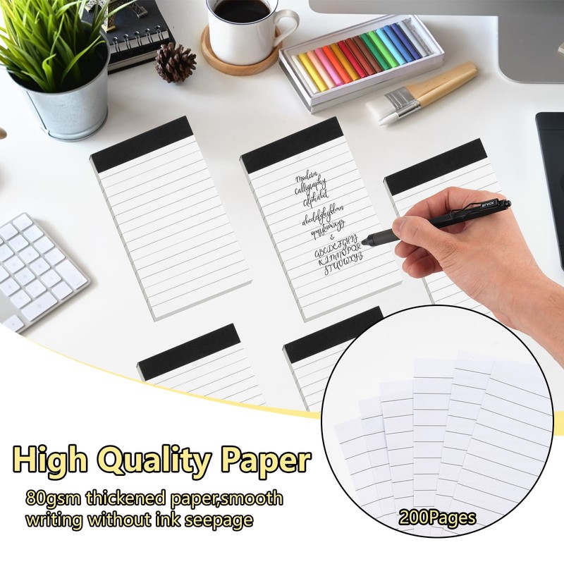 Hopton Notepad Small A7, Pack of 6 Lined Writing Pad,