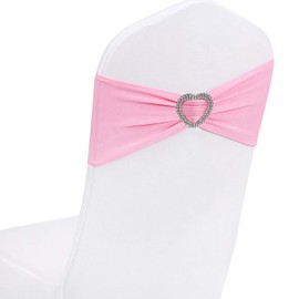 WYFMYD Pink Chair Sashes for Wedding Pink Sashes for Chairs 25 Pack Stretch Chair Covers Band with Buckle Slider Wedding Chair Ties Bows for Banquet Party Decorations