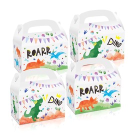 QYCX 12 Pcs Dinosaur Candy Boxes, Dinosaur Gift Boxes Dinosaur Candy Bags Dinosaur Party Favor Boxes with Handle, Dinosaur Treat Boxes Goodie Boxes Dinosaur Loot Bags Dinosaur Gift Bag Dinosaur Party Favor Bags for Dinosaur Birthday Party Supplies Boys G