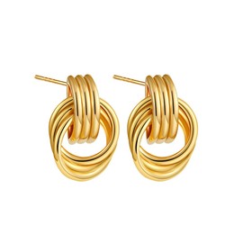 Chunky Gold Knot Earrings for Women (gold)