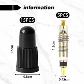 15-Piece Bicycle Valve Cap, 5-Piece Tire Valve Core, Tire Repair, Bicycle Tire Accessories, Tire Valve Replacement.
