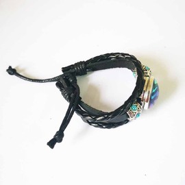 LERYDESI Mega jewelry custom picture gift Black dark brown braided leather customized art pendant Unique Friendship Jewelry, 7 inches, glass