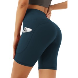 Desol Women's Sports Shorts with Pockets, High Waist Tummy Control Sports Shorts, Short Leggings for Women, for Yoga, Running, Cycling, m