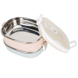 Portable Bento Lunch Box, Stainless Steel Insulated Bento Box Thermos Food Container for Student Children Work (Double Layer)