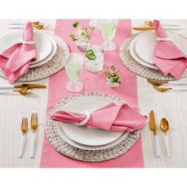 Solino Home Linen Table Runner 90 Inches Long - 100% Pure Linen Pink Carnation Table Runner 14 x 90 Inch for Summer - Fete