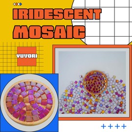 Yuvori 0.5kg Square Crystal Mosaic Tiles 1cm DIY for Bathroom, Living Room, Kitchen, Balcony (Iridescent Red)