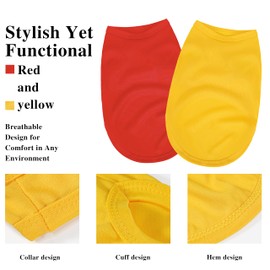 2 Pack Solid Color Dog Shirts - Lightweight, Quick Dry, Breathable Pet T-Shirts for Small to Large Dogs - Stretchy, Durable, Ideal for All Seasons and Holidays.Orange Red M