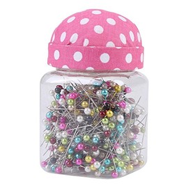 500 Pieces Beading Needles Multicoloured Needles Quilting Pins in Pink Fabric Covered Pin Cushion Bottle Sewing Craft