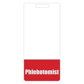Phlebotomist Badge Buddy (Red) - Vertical Heavy Duty Badge Tags for Phlebotomy Technician - Double Sided Badge Identification Card
