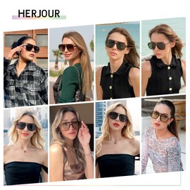 HERJOUR Retro Trendy Square Aviator Sunglasses Womens Mens 70s Classic Vintage Oversized Sun Glasses AR82173