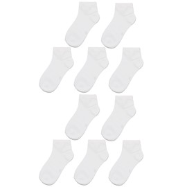 YIFENGH - Calcetines de corte bajo para niños y niñas, calcetines escolares de color blanco, paquete de 10, Blanco, 8-10 Años