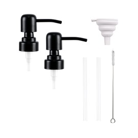 Replaceable 304 Stainless Steel Pump Head for 1-inch Rounded Regular Mouth Bottles, Manual Soap Dispenser 304 Stainless Steel Pump Head (Black-2pack)