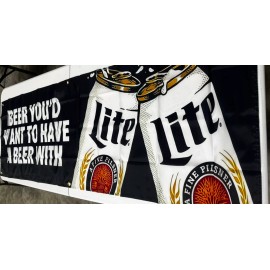 MILLER LITE Beer Flag It'S Miller Time 2X6ft Banner Man Cave