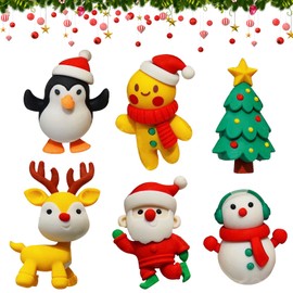 6 Piece Christmas Eraser Set, Novelty Cartoon Pencil Erasers, Cute Puzzle Erasers Set, Creative Cute Stationery Rubber Erasers Set for Party Favours, Games Prices