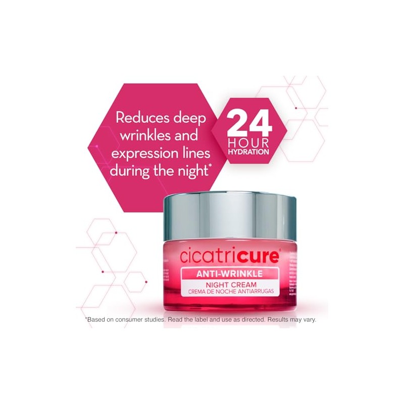 CICATRICURE Night Face Cream, Anti-Wrinkle 1.7 fl oz.