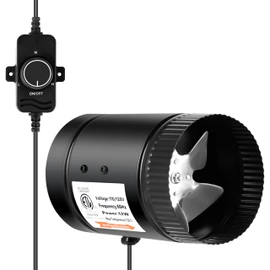 Simple Deluxe Inline Booster Duct Fan with Speed Controller, 4 ” 106 CFM Low-Noise Ventilation Exhaust Fan for Kitchen, Basements, Bathrooms, Attics and Grow Tents, Black