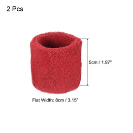PATIKIL 2pcs 8x5cm Sport Wristbands Cotton Terry Cloth Absorbent Sweatband for Tennis, Baseball, Exercise, Athletic Running, Red