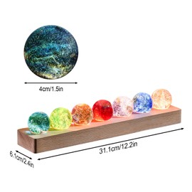 7 Colors Glass Crystal Ball Light with Wood Base, 4cm/1.5in Glass Balls Colorful Crystal LED Lights Base Night Lamp Table Decorative USB Lights Positive Energy Space Meditation Lamp Great Gifts