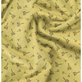 Soimoi Yellow Silk Fabric Paint Brush Hardware Decor Fabric Printed metre 42 Inch Wide