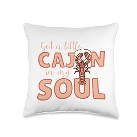 Cajun Seafood Lover Gifts for Mardi Gras Got A Little Cajun in My Soul Louisiana Crawfish Boil Throw Pillow, 16x16, Multicolor
