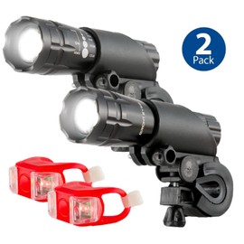 Bright Eyes Aircraft Aluminium Waterproof 300 Lumen LED Bike Light Set (Headlight, TailLight), 2 Pack