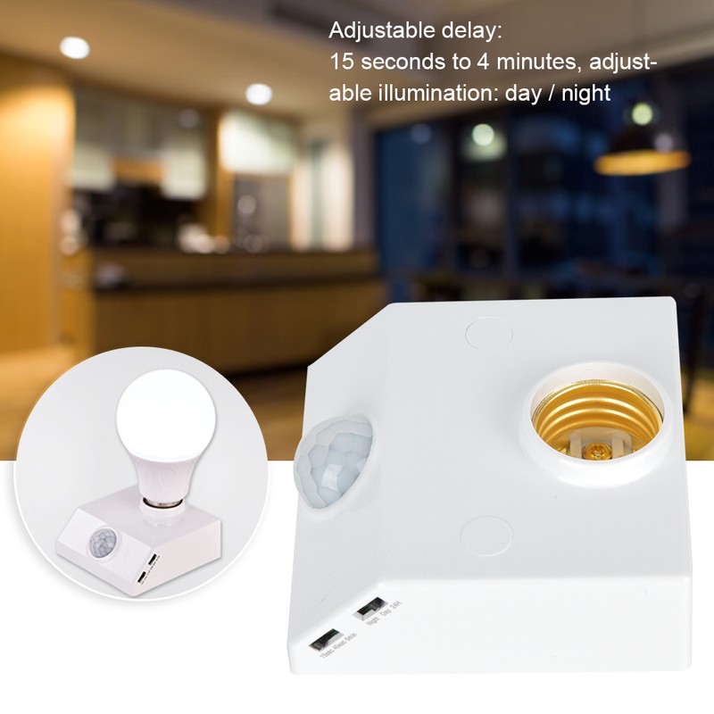 Infrared Sensor Motion Switch Adjustable E27 Light Socket for LED