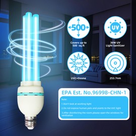 36 Watts Ozone Free UVC Light Bulb, 254 nm wavelength UV Lamp for Basement/Storehouse/Car/Kitchen/Bedroom, E26 110V UVC Light Bulb