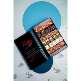 MUGHE GOURMET Mughe Gourmet Luxury Sultan Pistachio Turkish Delight Candy Elegant Gift Tin Box - 1.44lb/650g - Lokum Delights Orange, Hazelnut, Almonds - Halal and Vegetarian - Perfect Gifts for Mother's Day, Father's Day, Birthday