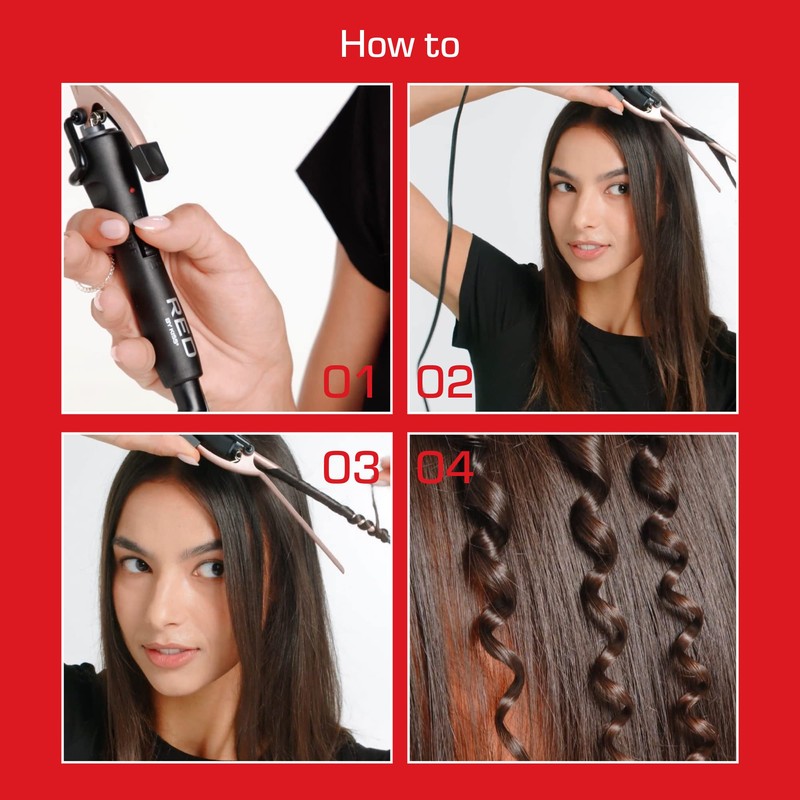 Red by Kiss 1/4 Inch Thin Curling Iron, Pencil Curling