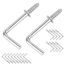 Qrity 20 mm L Hook Screws, Small Screw Hooks, Wall Hooks with Thread, Right Angle Ceiling Hooks for Hanging Plants Decorations, Pack of 20