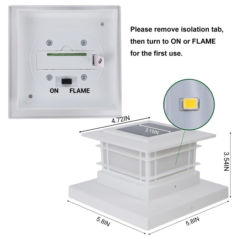 Dynaming 4 Pack Solar Post Cap Lights Outdoor with Flickering