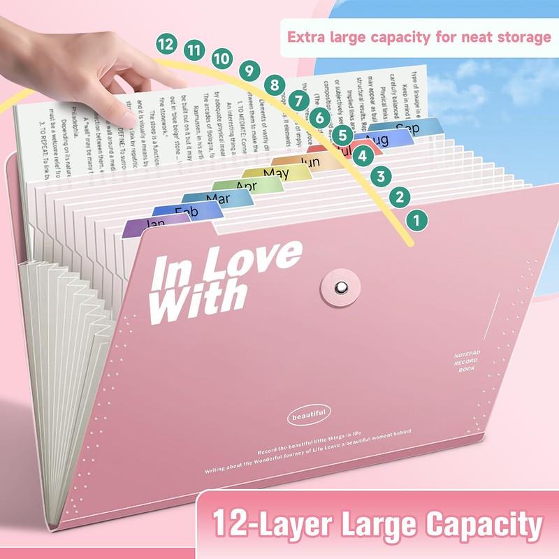 OWill Expanding File Organiser, A4 File Organiser with Index Tab
