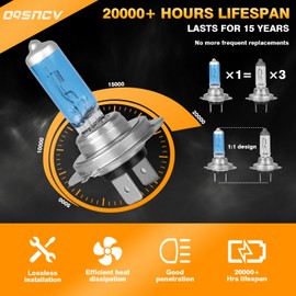 OQSNCV Fit for Hyundai Santa Fe (2007 2008), (2017 2018) Halogen High Performance Headlight Bulbs, H7 High Beam+ H7 Low Beam Headlamp Replacement Bulbs Kit 100W 4200K, Pack of 4