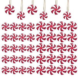 40 Pcs Christmas Candy Cane Ornaments, Christmas Candy Decor Red White Christmas Tree Hanging Decoration Peppermint Decorations Acrylic Candy Cane for Xmas Home Decoration Holiday Party (Red, 40)