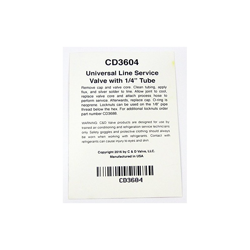 C&D Copper Access Valve CD3604 PKG of 6 1/4" copper