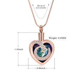 QGJNSGC Cremation Jewellery for Ashes Crystal Heart Shape Urn Necklace Keepsake Stainless Steel Moon Star Pendant Memorial Gift for Women Girls, Stainless Steel